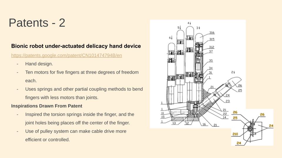 Patent research for multi-fingered hands